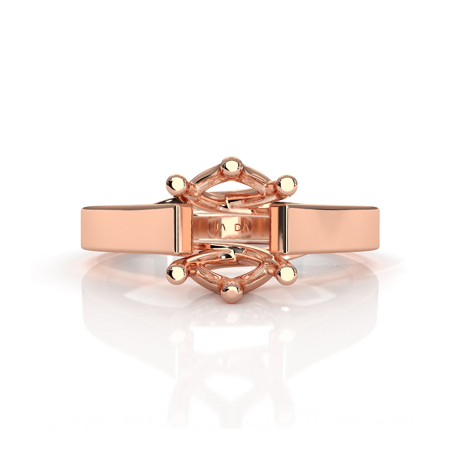 Six Prong Solitaire Trellis Style Semi Mount Engagement Ring Setting